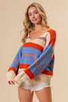 Seas The Day Multi Color Stripe Scoop Neck Sweater