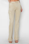 Full Size High Rise Side Slit Cargo Bootcut Jeans