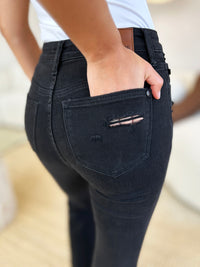 Janet Black Full Size High Waist Distressed Flare Jeans