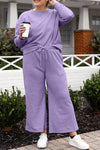 Raven Textured Long Sleeve Top and Drawstring Pants Set