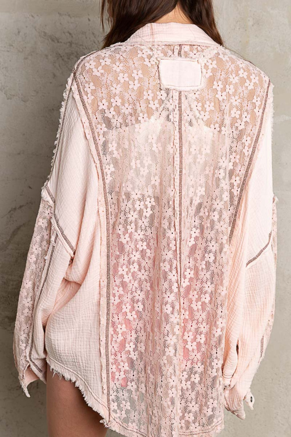 Rose Oversize Lace Button-Down Shirt