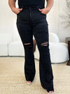 Janet Black Full Size High Waist Distressed Flare Jeans