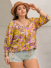 Moonlit Mauve Plus Size Printed Tie Neck Blouse