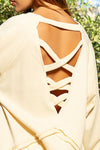 The Basics Back Cross Strap Detail Balloon Sleeve Sweatshirt