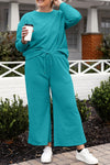 Raven Textured Long Sleeve Top and Drawstring Pants Set