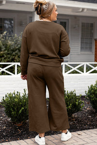 Raven Textured Long Sleeve Top and Drawstring Pants Set