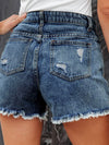 Hot Bottoms Distressed Fringe Denim Shorts