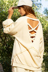 The Basics Back Cross Strap Detail Balloon Sleeve Sweatshirt
