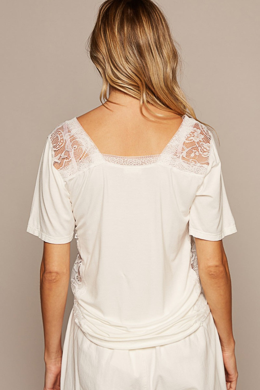 Ashton V-Neck Short Sleeve Lace Trim Top