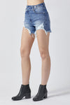 Molly Raw Hem Asymmetrical Waist Denim Shorts