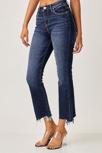 Janice Frayed Hem Cropped Straight Jeans