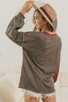 Harvest Color Block Exposed Seam Long Sleeve Top