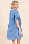 Paityn Short Sleeve Babydoll Texture Dress with Pockets