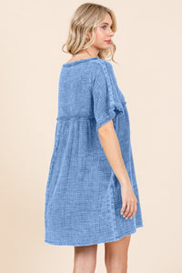 Paityn Short Sleeve Babydoll Texture Dress with Pockets