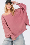 Zoie Mineral Wash Side Slit Oversized Sweatshirt