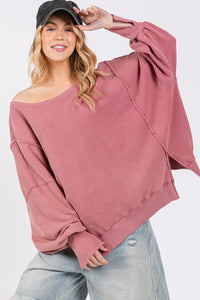 Zoie Mineral Wash Side Slit Oversized Sweatshirt