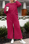 Raven Textured Long Sleeve Top and Drawstring Pants Set