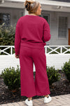 Raven Textured Long Sleeve Top and Drawstring Pants Set