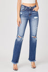 Melbourne Raw Hem Distressed Straight Jeans