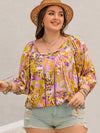Moonlit Mauve Plus Size Printed Tie Neck Blouse