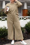 Raven Textured Long Sleeve Top and Drawstring Pants Set