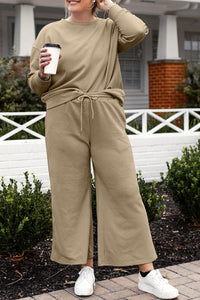Raven Textured Long Sleeve Top and Drawstring Pants Set