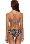 Leopard Stripe High Neck Bikini Set
