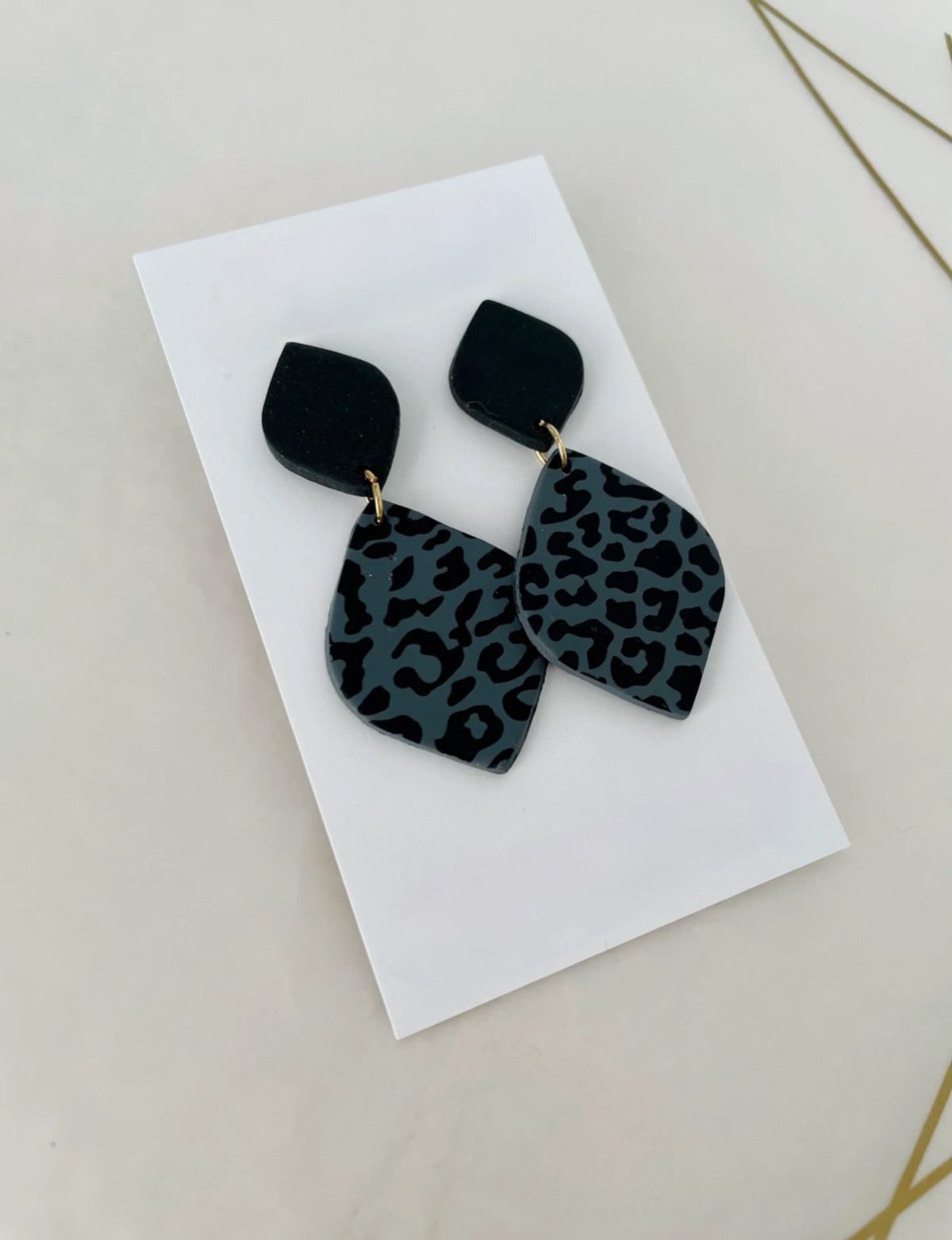 Gray Leopard Earrings