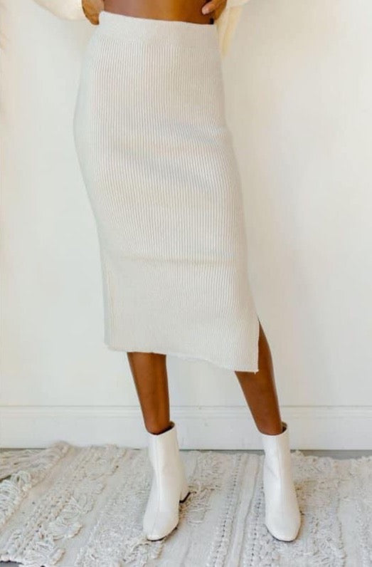 Jesse Cream Ribbed Skirt