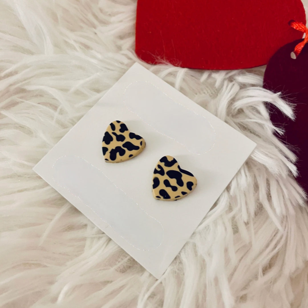 Leopard Hearts Clay Earrings Collection