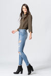 High Rise Distressed Crop Skinny Jeans