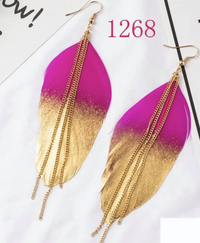 Gold Feather Earrings