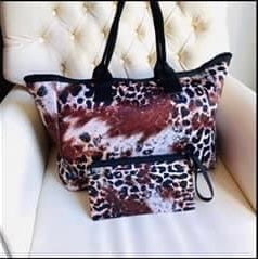 Cow Print Neoprene Totes