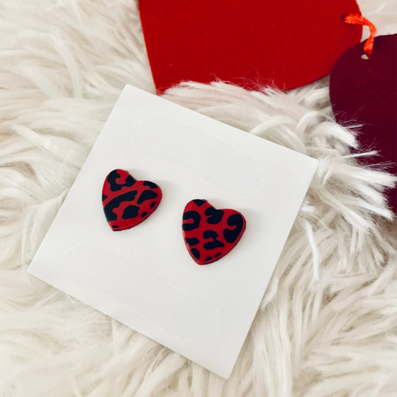 Leopard Hearts Clay Earrings Collection