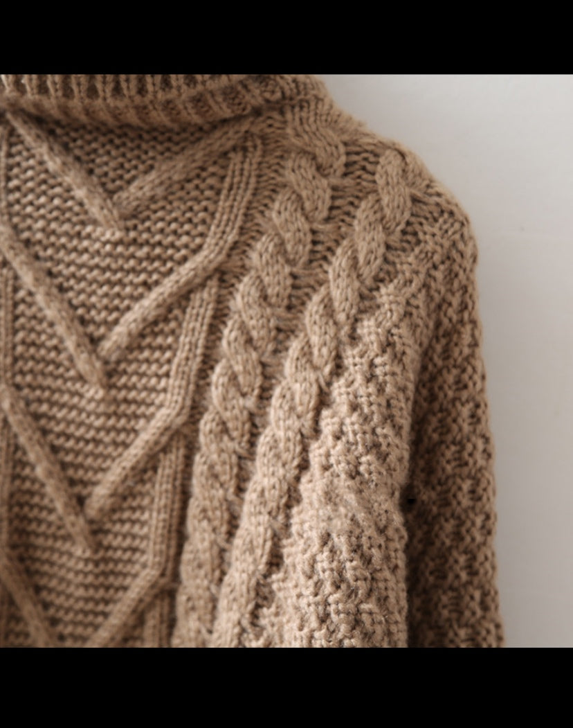 Retro Twisted Crop Turtleneck Sweater