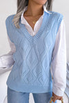 Jessica Openwork Ribbed Trim Sweater Vest