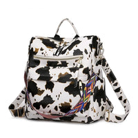 Cow Print Convertible Backpack Bag