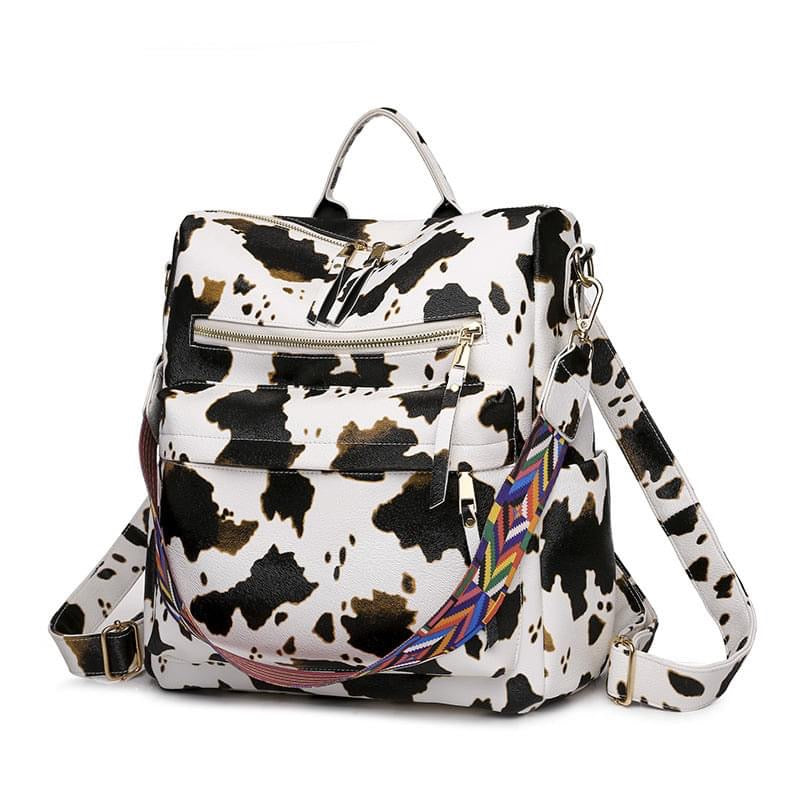 Cow Print Convertible Backpack Bag