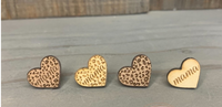 Wood Carved Heart Studs