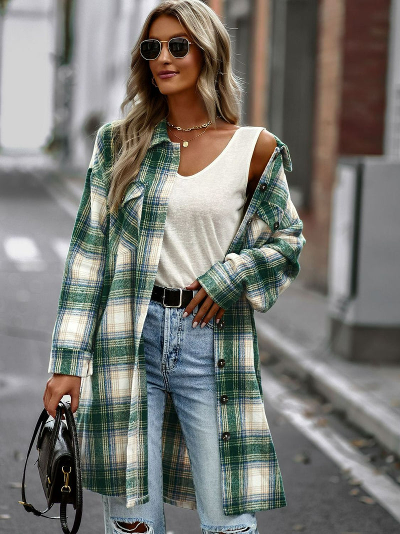Stroll In The Park Plaid Button-Up Jacket
