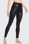 Black Liquid Metallic Workout Leggings With Pocket