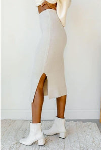 Jesse Cream Ribbed Skirt