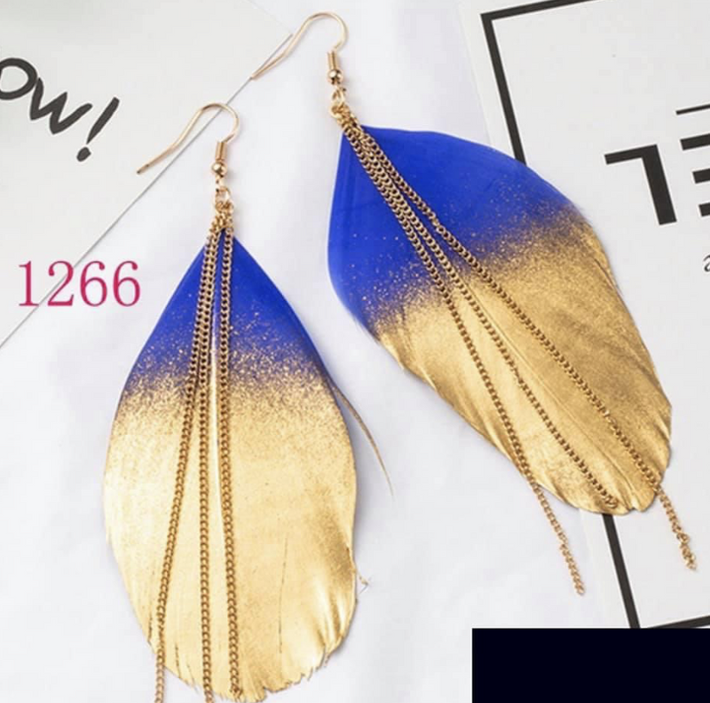 Gold Feather Earrings