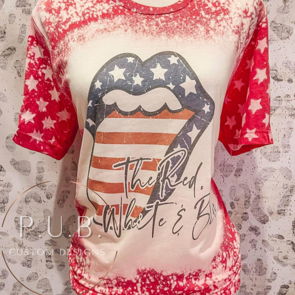 The Red White & Blue Stars Bleached Tee