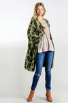 Animal Print Long Sleeve Fuzzy Open Front Sweater