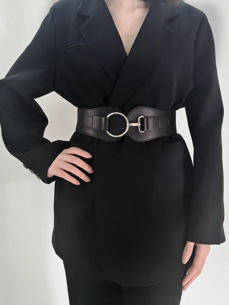 Faux Elastic Wide Belt