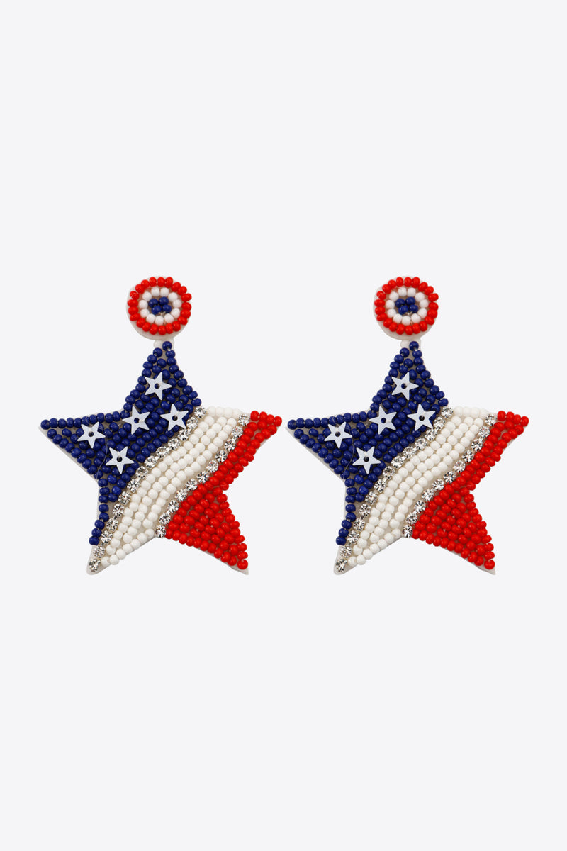 US Flag Beaded Star Earrings