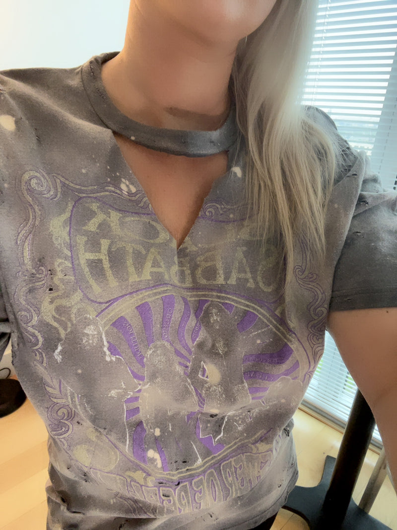 Vintage Oversized Bleach Distressed Black Sabbath Tee