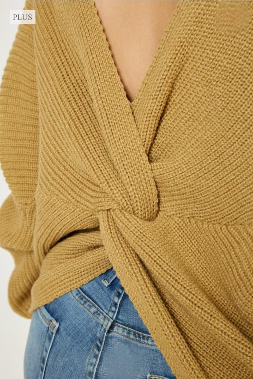 Plus Size Knit Twist-Back Sweater