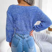 Heathered Surplice Cropped Sweater